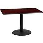 Flash Furniture 30" x 48" Rectangular Mahogany Laminate Table Top with 24" Round Table Height Base-Hospitality Table