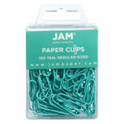 JAM Paper Colored Standard 1" Paper Clips - Teal - 2 Packs of 100-Color: Teal