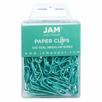 JAM Paper Colored Standard 1" Paper Clips - Teal - 2 Packs of 100-Color: Teal