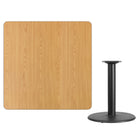 Flash Furniture 42''L Square Table with 24''W Round Table Height Base, Natural Laminate (XUNT4242TR24)-Natural Laminate Top