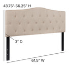 Flash Furniture Cambridge Tufted Upholstered Queen Size Headboard - Beige Fabric-Headboard Size: 61.5''W x 3''D x 24''H