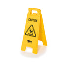 Rubbermaid "Caution" Two-Sided Folding Floor Sign - 26 1/2" H x 11" W - Yellow-Sign Message: Caution