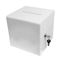 Futech White Acrylic Ballot Box with Lock, 8" (BBOX010W)-
Made from white acrylic