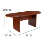 Flash Furniture 6 Foot (72 inch) Oval Conference Table - Cherry-8
