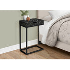 Monarch Specialties 3604 Accent Table - Black Marble/Black Metal With A Drawer-1 pass-through storage drawer for storing remotes and other small items features wide cut-out handles on both sides for convenient access