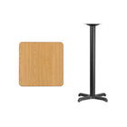 Flash Furniture 24" Square Natural Laminate Table Top with 22" x 22" Bar Height Table Base-Natural Laminate Top