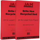 JAM Paper Bright Color Legal Paper, 8 1/2 x 14, 24lb Brite Hue Red Recycled, 2 packs of 100 (101337g)-Red