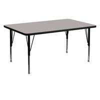 Flash Furniture 30''W x 60''L Rectangle Activity Table with 1.25'' High Pressure Top and Height Adjustable Pre-School Legs, Grey-Grey Laminate