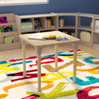 Flash Furniture Bright Beginnings 24" Square Commercial Grade Wooden Adjustable Height Classroom Activity Table - Beech-Greenguard Certified Engineered Wood Table Top in Beech and White