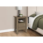 Monarch Specialties 2136 Accent Table - Dark Taupe Night Stand With Storage-Open shelf for books, magazines, notepads