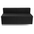 Flash Furniture HERCULES Alon Series Black Leather Loveseat with Brushed Stainless Steel Base-Modular Loveseat