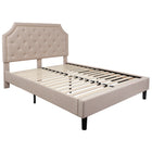 Flash Furniture Brighton Queen Size Tufted Upholstered Platform Bed - Beige Fabric-Arched Headboard