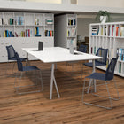 Flash Furniture HERCULES Series Stack Chair with Air-Vent Back and Grey Powder Coated Sled Base - Navy - 5 Pack-Limited Lifetime Warranty on Frame