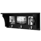 Riley Wall Shelf & Picture Collage, 18.75"L x 4"D x 7"H, 3 Metal Hooks, Black (FN00378-2INT)-Material: floating wall shelf is made of high-quality, durable medium-density fiberboard (MDF) that provides stability. rely on the shelf to keep your items safe and sound, with a visually pleasing finish