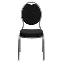 Flash Furniture HERCULES Series Teardrop Back Stacking Banquet Chair in Black Patterned Fabric - Silver Vein Frame-Multipurpose Banquet Chair