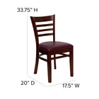 Flash Furniture HERCULES Series Ladder Back Mahogany Wood Restaurant Chair - Burgundy Vinyl Seat-Mortise and Tenon Style Construction with metal wood screw reinforcements