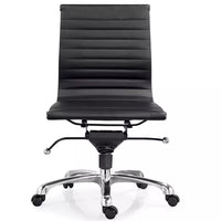Plata Import Antoni Office Chair Leather Upholstery Low Back Armless Metal Frame - Black-faux leather with cast aluminum frame in Black