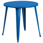 30'' Round Blue Metal Indoor-Outdoor Table Set with 2 Arm Chairs (CH-51090TH-2-18ARM-BL-GG)-Metal