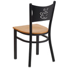 Flash Furniture HERCULES Series Black Coffee Back Metal Restaurant Chair - Natural Wood Seat-Natural Finished Wood Seat