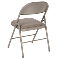 Flash Furniture HERCULES Series Double Braced Grey Vinyl Folding Chair-Set of 4 Padded Metal Folding Chairs
