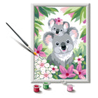 Ravensburger CreArt Koala Cuties Painting By Numbers Kit-Set includes 15 water-based, opaque acrylic paints in numbered pots, a high-quality thick artboard, durable fine-point paint brush