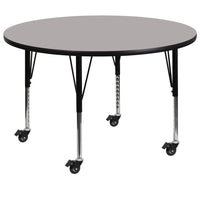 Flash Furniture Mobile 42" Round Grey HP Laminate Activity Table - Height Adjustable Short Legs-Popular Round Activity Table