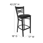 Flash Furniture HERCULES Series Black "X" Back Metal Restaurant Barstool - Black Vinyl Seat-Two Curved Support Bars