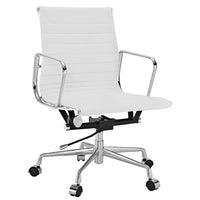 Nicer Furniture Group Style Low Back Executive Chair - White-Top grain leather on surface of seat and back. Foam Molded Seat and Back