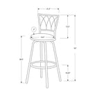 Monarch Specialties 2393 Barstool - Swivel/Dark Coffee Metal - 2 Pack-Assembled Dimensions: 21.5"L x 21.5"W x 43"H. Seat height: 29.5"