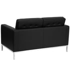 Flash Furniture HERCULES Lacey Series Contemporary Black LeatherSoft Loveseat with Stainless Steel Frame-Black LeatherSoft Upholstery