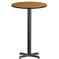 Flash Furniture 24" Round Natural Laminate Table Top with 22" x 22" Bar Height Table Base-Bar Height Hospitality Table
