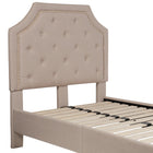 Flash Furniture Brighton Twin Size Tufted Upholstered Platform Bed - Beige Fabric-Beige Fabric Upholstery