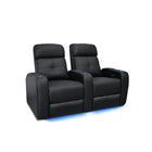 Valencia Verona Top Grain Leather Home Theatre Power Recliner, 2-Seats, Black (2-BLK-P-R)-Smooth Power Recliner
