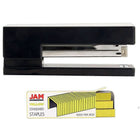JAM Paper Office & Desk Sets, Stapler Pack of Staples, Black and Yellow (3375BKYE)-Colour: Black Stapler & a Pack of Yellow Staples