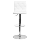 Flash Furniture Contemporary Button Tufted Vinyl Adjustable Height Barstool with Chrome Base - White-Contemporary Style Stool