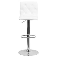 Flash Furniture Contemporary Button Tufted Vinyl Adjustable Height Barstool with Chrome Base - White-Contemporary Style Stool