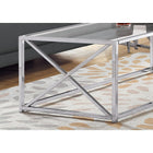 Monarch Specialties 3440 Coffee Table - 44"L/Chrome Metal With Tempered Glass-Simple contemporary design suitable for any decor style