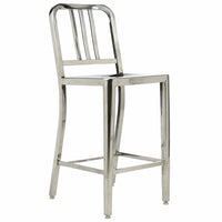 Nicer Furniture Stainless Steel Navy Bar Stool - 2 Pack-Curved seat, designed to accommodate long hours of use without physical strain.