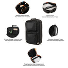 Lencca Quadra 15.6" Laptop Backpack - Black-Padded air mesh accessory pockets