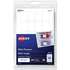 Avery Removable White Labels - 3/4" x 1" - 400 Pack-Removable labels offer the convenience of labeling boxes, envelopes, packages and more with the freedom to change, revise and update materials as content changes.