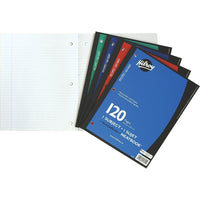 Hilroy Neatbook 3 Hole Notebook, 10.5" x 8", 120 Pages-Notebook with perforated pages, 7mm ruled with margin, white paper and 3 hole punched