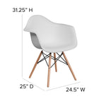 Flash Furniture Alonza Series Plastic Chair with Wooden Legs - White-Designed for Commercial Use