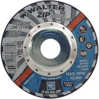 Walter Surface Technologies Zip Stainless Right Angle Grinder Reinforced Cut-Off Wheels, 4-1/2" x 3/64", 7/8" Arbor - 12 Pack-Abrasive Material: Aluminum Oxide