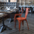 Flash Furniture Distressed Kelly Metal Indoor-Outdoor Stackable Chair - Red-Distressed Kelly Red Powder Coat Finish