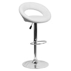 Flash Furniture Contemporary White Vinyl Rounded Orbit-Style Back Adjustable Height Barstool with Chrome Base-Round-Orbit Style Low Back