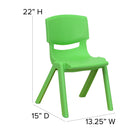 Flash Furniture Green Plastic Stackable School Chair with 12" Seat Height - 10 Pack-Contoured One-Piece Shell