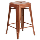 Flash Furniture 24" High Backless Copper Indoor-Outdoor Counter Height Stool-Stackable Industrial Style Modern Stool