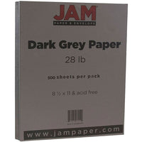 JAM Paper Matte Paper, 8.5 x 11, 28lb Dark Grey, 500 Pack (26396470B)-Grey