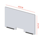 Mark Maker Modular Sneeze Guard Front - 47.5" W x 31.5" H panel 1/4" Clear Acrylic -2 12" aluminum bottom rails-with 4"x12" pass-Made from 1/4” clear acrylic.