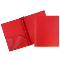 JAM Paper Plastic 2 Pocket POP School Folders with Metal Clasps, Red, 96 Pack-Red Plastic Folders
